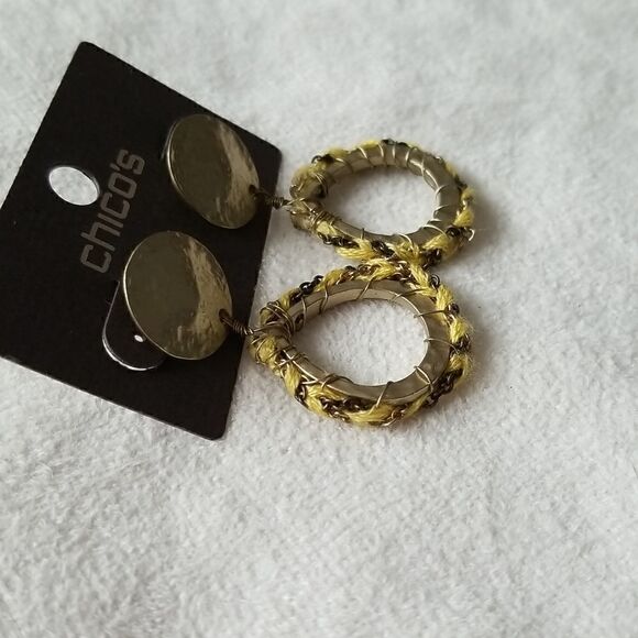 Chico's stud dangle earrings gold and yellow - Picture 3 of 6